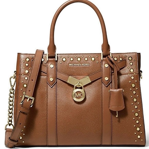 Michael Kors Nouveau Hamilton Leather Satchel Luggage Purse Camel